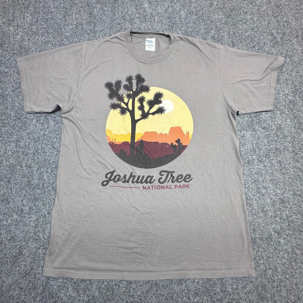 Port & Company Joshua Tree National Park Graphic Tee Size Large Gray Sunset
